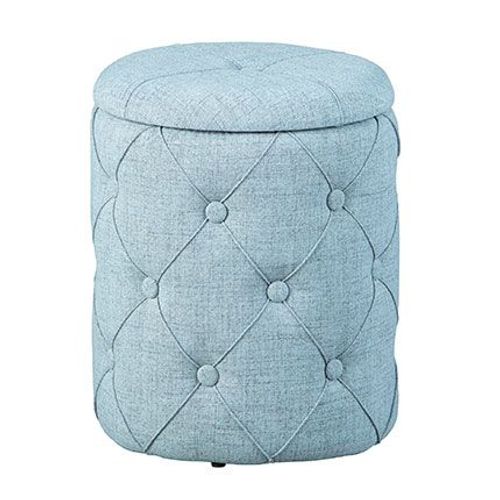Pouf Avec Rangement 34x34x40 Cm Capitonné Bleu Gris