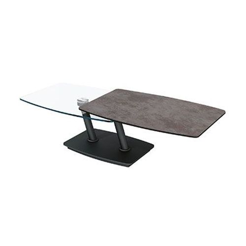 Table Basse Plateaux Verre Et Aspect Céramique Marron - Kandinsky