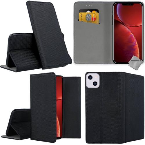 Housse Etui Coque Pochette Portefeuille Pour Apple Iphone 13 Mini + Verre Trempe - Noir Magnet