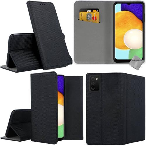 Housse Etui Coque Pochette Portefeuille Pour Samsung Galaxy A03s + Film Ecran - Noir Magnet