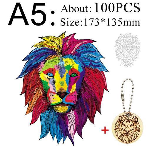 Puzzle En Bois Animal Lion Pour Adultes, Bricolage, Jouets Pour Enfants Sz-10-A5