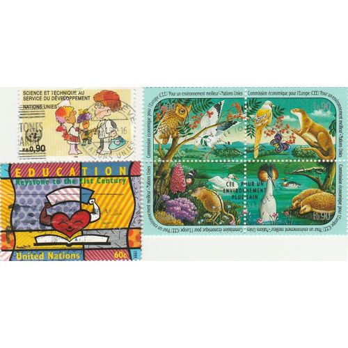 Timbres Des Nations Unies - 2 Timbres Et Un Bloc De 4 Timbres