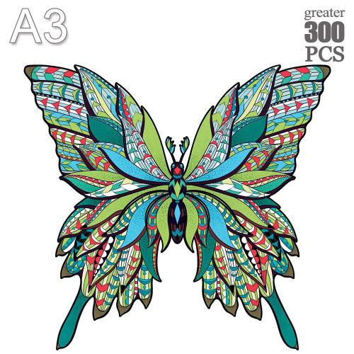 Puzzle Animal En Bois Naturel Pour Enfants, 12 Ans Et Plus, Famille Pour Adolescents Et Adultes, En Forme De Papillon Hudie-03-A3