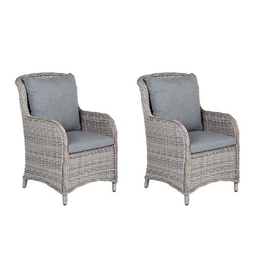 Lot De 2 Chaises De Jardin En Rotin Gris Cascais