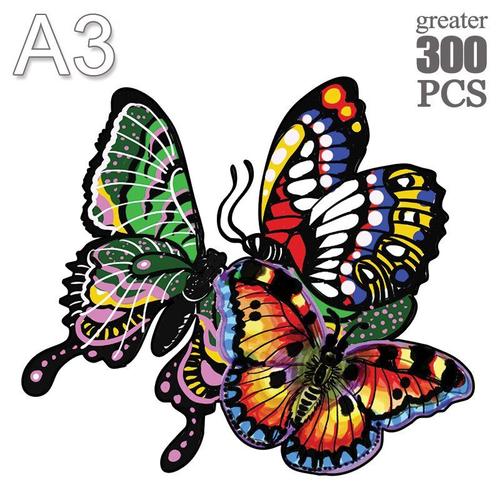 Puzzle En Bois Pour Adultes Et Enfants, Jouet Éducatif, Puzzle Papillon Hudie-26-A3