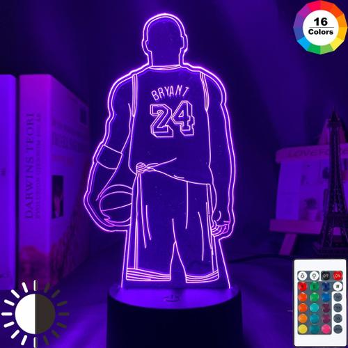 Lampe 3d 16 Couleurs Avec Télécommande Lampe De Basketball 3d Kobe Bryant Led, Vue Arrière, Décoration De Salle De Bureau, Veilleuse, Cadeau Commémoratif Nipseyteko