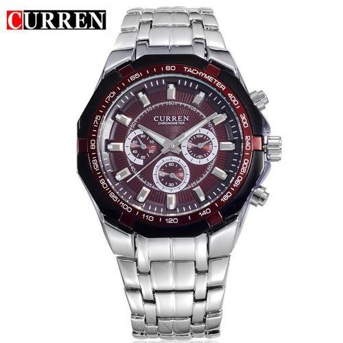 Montre Quartz De Sport Pour Hommes, Étanche 30m, En Acier Inoxydable, 8084 Silver Purple