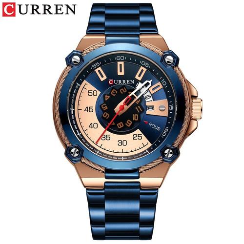 Montre Quartz Pour Hommes, Design, En Acier Inoxydable, Avec Date Automatique, Décontractée, Nouvelle Collection Blue