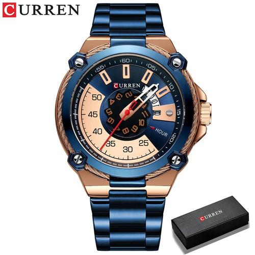 Montre Quartz Pour Hommes, Design, En Acier Inoxydable, Avec Date Automatique, Décontractée, Nouvelle Collection Blue Box