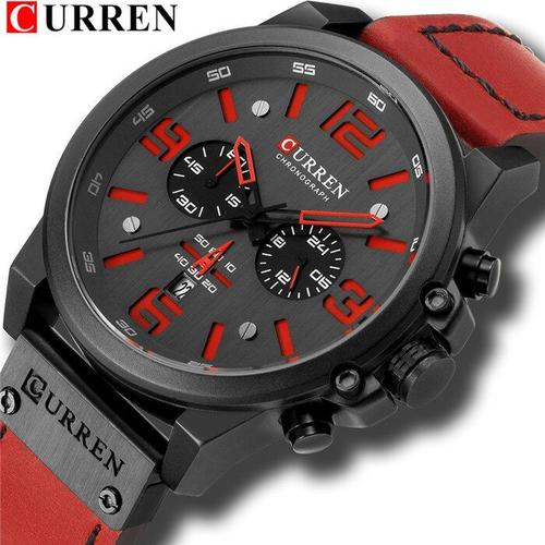 Montre Quartz Pour Hommes, Classique, Noir Et Blanc, Black Red