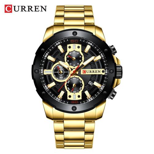 Montres Sportives Hommes Mode Montre Quartz Avec Décontracté Montre-Bracelet D'affaires Gold Watch