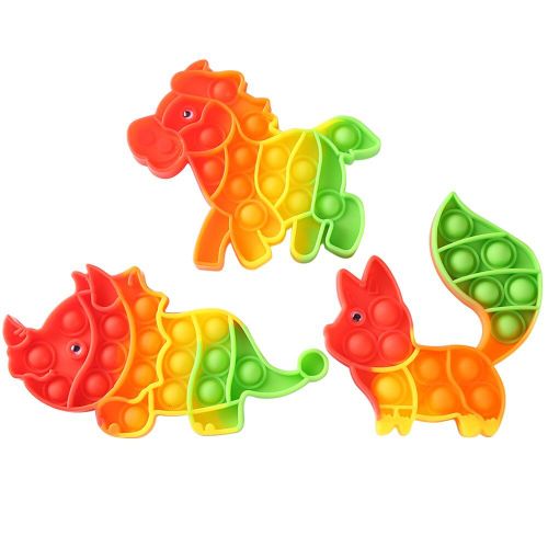 Jouets Sensoriels À Pression En Silicone, 3 Pièces, Mini Lion Arc-En-Ciel, Léopard, Panda, Animal, Soulage Le Stress, Cadeau Portable