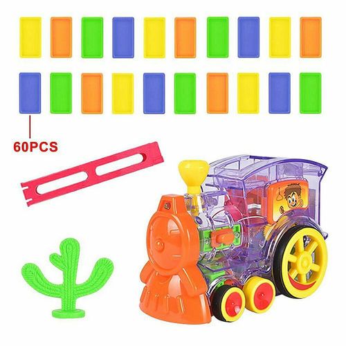 Train Électrique Domino, Lot De 60 Pièces, Jouet, Train Électrique, Voiture, Camion, Véhicule, Blocs De Construction, Puzzle, Jeu D'empilage