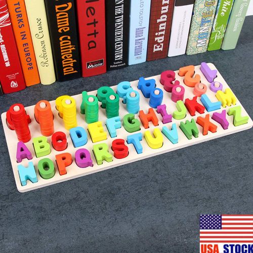 Jouets éducatifs 3D en bois pour enfants, aides pédagogiques pour l'apprentissage des maths, Puzzle assorti de chiffres, géométrie de comptage, cadeau pour tout-petits