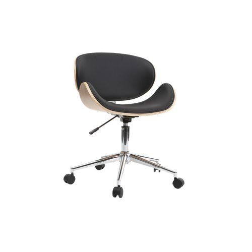 Chaise De Bureau Design Noir Et Bois Clair Walnut