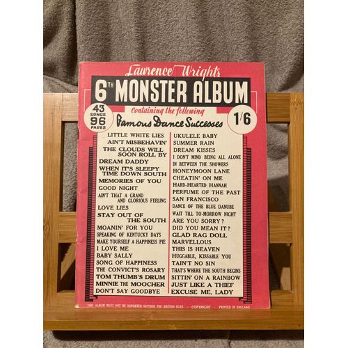 Lawrence Wright's 6th Monster Album Partition Chant Piano Ukulele Ed. Lawrence Wright Music Co