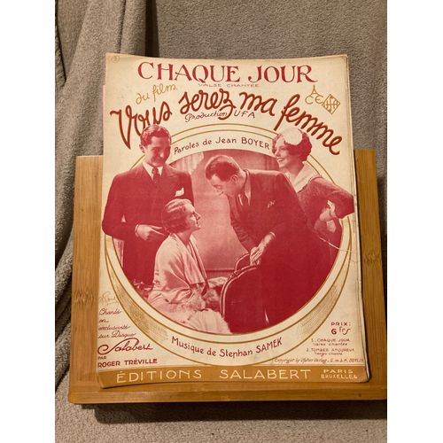 Sabek Boyer Chaque Jour Film Vous Serez Ma Femme Partition Chant Piano Salabert
