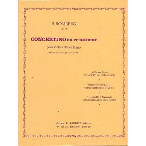 Concertino En Ré Mineur Opus 51 Pour Violoncelle Et Piano
