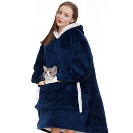 Couverture à capuche en peluche très douce Huggle Hoodie, bleu