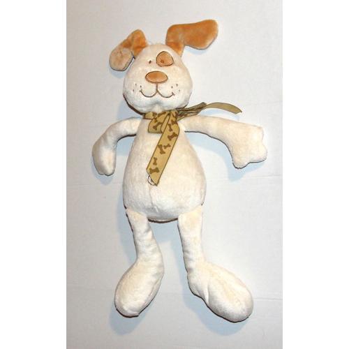 Doudou Lapin Crême Cocard Maxita - Peluche Lapin Noeud Papillon 35 Cm