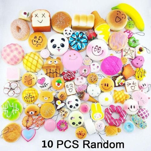 Mini Panda Squishy Medium/Pain/Gâteau/Petits Pains/Donuts, Sangles De Téléphone, Jouets Anti-Stress, 10 Pièces