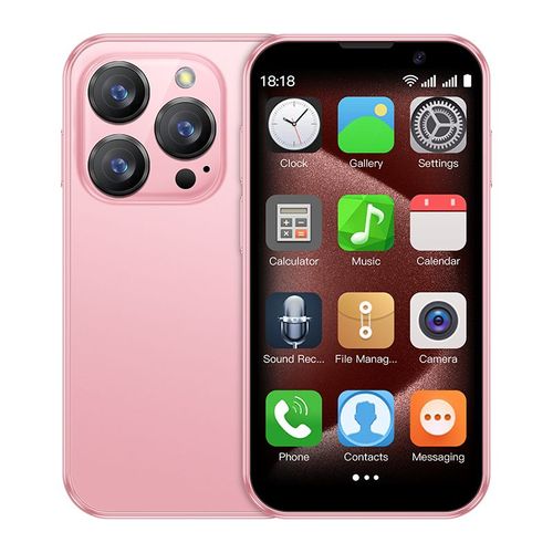 Rainbuvvy XS18 Pro 3G Smartphone 3.0 pouces Mini Telephone 2GB+16GB Bluetooth 4.0 Reconnaissance faciale Android 9.0 900mAh Double SIM Double Veille rose