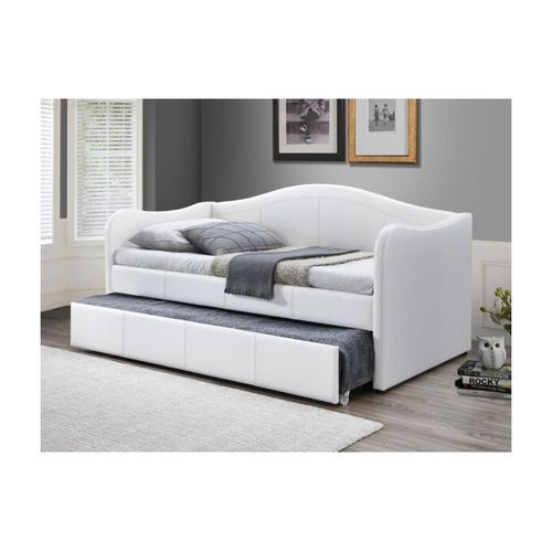 Lit Banquette Gigogne Mathilde - 2 X 90 X 190 Cm - Simili - Blanc