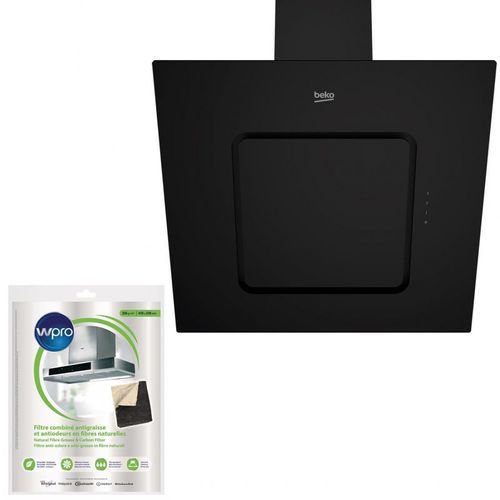 BEKO Hotte Décorative incliné aspirante noire Largeur 60cm Débit d'air 537m3/h