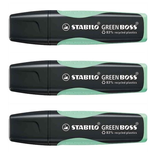 Stabilo Lot De 3 Surligneurs Green Boss Pastel, Vert Menthe