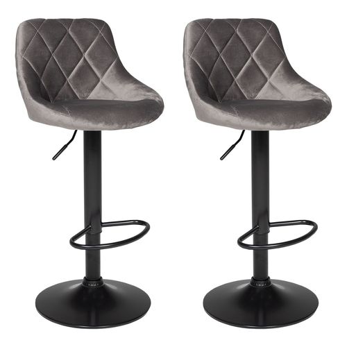 Lot De 2 Tabourets De Bar En Velours Gris Robin