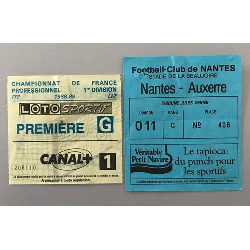 Ticket Football Nantes / Auxerre 1 Ère Divison 1988