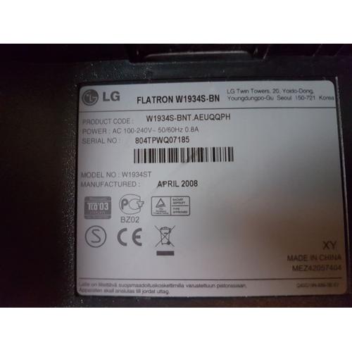 LG W1934S-BN - Écran LCD - 19" - 1440 x 900 @ 75 Hz - TN - 300 cd/m² - 1000:1 - 5 ms - VGA - noir