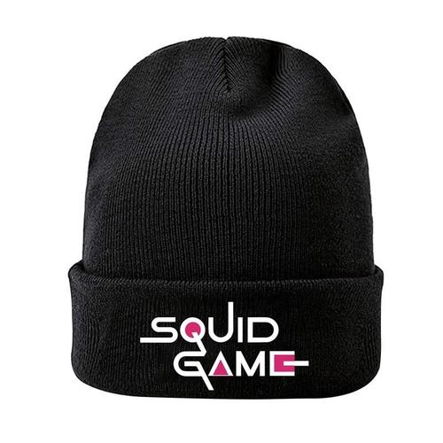 Bonnet Squid Game Noir Taille Unique Adulte Enfant Ado Automne Hiver Chaud Tricoté Rond Carré Triangle Mode Tendance Série