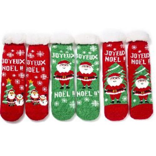 1 Paire De Chaussettes Chausson Anti Derapant Noel Hommme T 40/47