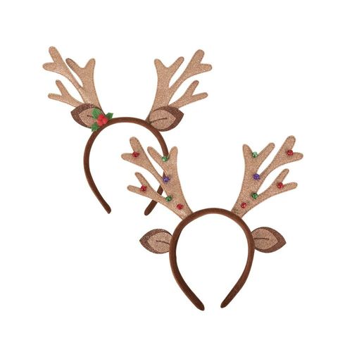 Serre-Tête Fantaisie Noël Renne Marron Pailleté Adulte