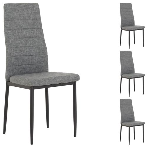 Lot De 4 Chaises De Salle À Manger Nathalie Piètement Métallique Couleur Noir Et Revêtement En Tissu Gris
