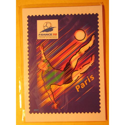 Lot De 4 Cartes Postales Pap Pré-Timbrées Validité Monde Entier Coupe Du Monde France 98 Paris Lyon Nantes Marseille Neuf Sous Blister Clos
