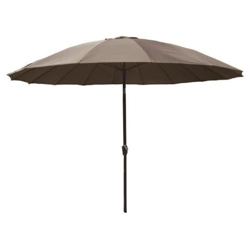 Parasol Droit Type Shanghai Diametre 3m Inclinable - Mat Aluminium Et Toile Polyester 180g - Taupe - Aurinko