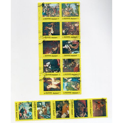 Manama- Lot De 15 Timbres Oblitérés- Tableaux