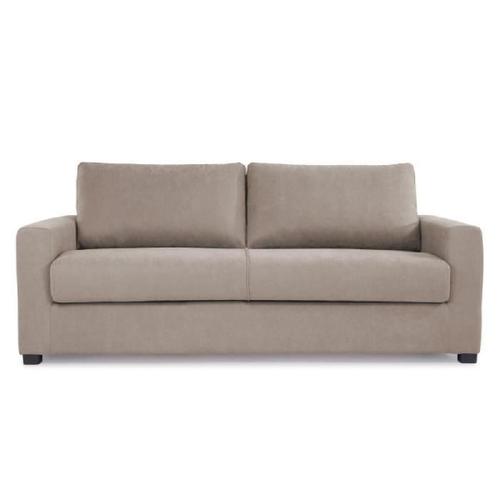 Hexagone Canapé Droit Convertible 3 Places Maxime - Made In France - Tissu Beige - Couchage Express - L 194 X P 96 X H 83 Cm