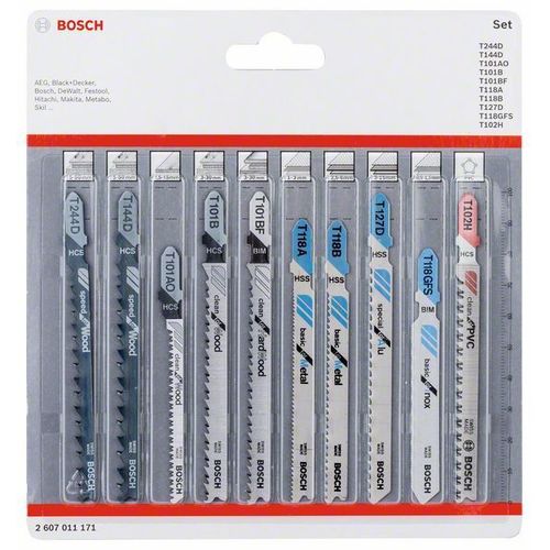 Bosch Professional Lames de scie sauteuse All in One, jeux de 10 pièces - 2607011171