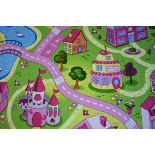 100x500 Cm Tapis Enfant Sweet Town Village Sucré