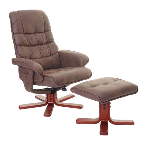 Fauteuil Relax Hwc-E30, Fauteuil De Télévision, Siège Tv Avec Tabouret   Imitation De Daim, Marron