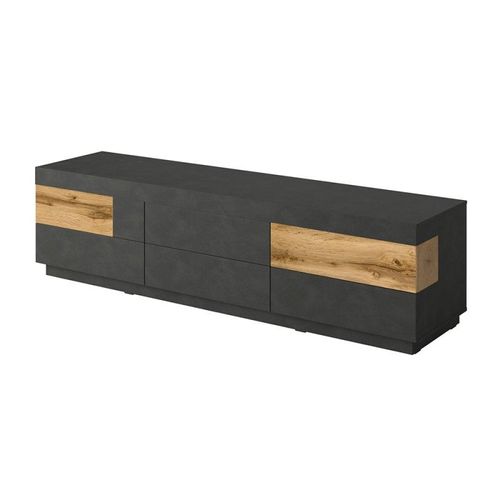 Meuble Tv Xl 200cm Collection Kiles. Coloris Gris Anthracite Et Chêne. Style Design.