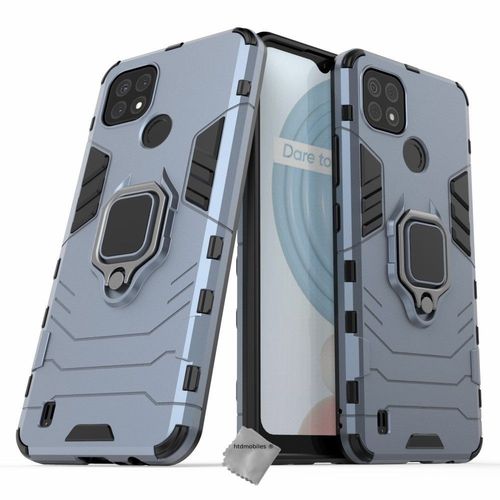 Housse Etui Coque Rigide Anti Choc Pour Realme C21 + Film Ecran - Bleu Fonce
