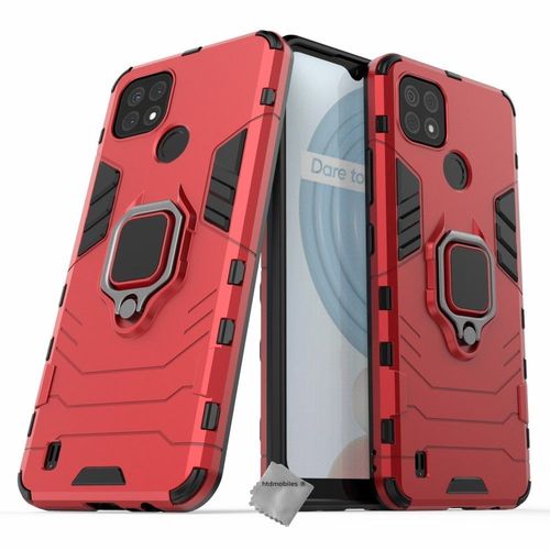 Housse Etui Coque Rigide Anti Choc Pour Realme C21 + Verre Trempe - Rouge