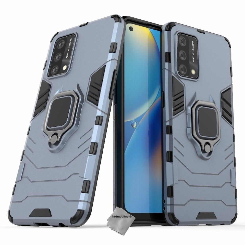 Housse Etui Coque Rigide Anti Choc Pour Oppo A74 4g + Verre Trempe - Bleu Fonce