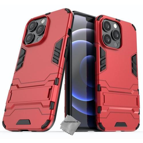 Housse Etui Coque Rigide Anti Choc Pour Apple Iphone 13 Pro + Verre Trempe - Rouge