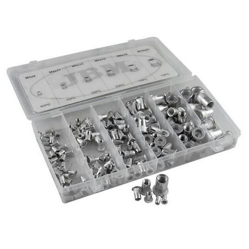 COFFRET DE 150 INSERTS FILETES ALUMINIUM DE 3 à 10mm