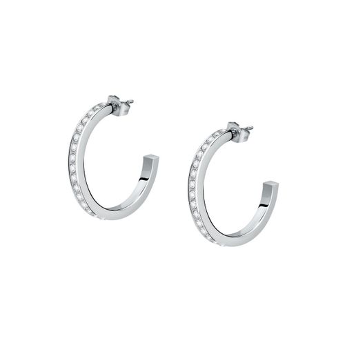 Boucles D'oreilles En Acier Et Crystal